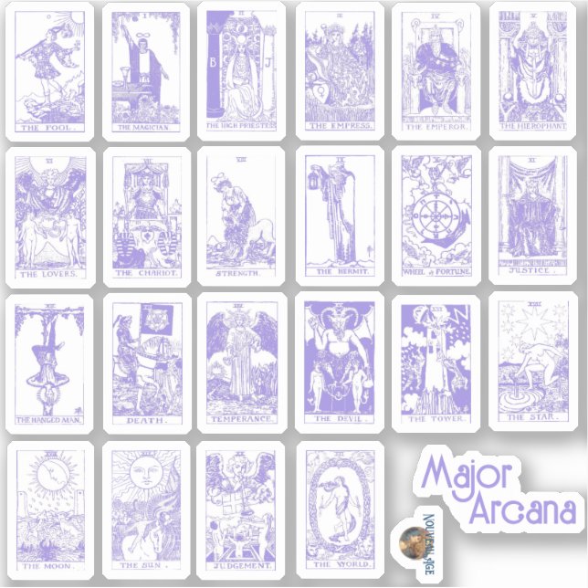 Mayor hoja de Pegatina arcana en púrpura Gótico Pa (Anverso)