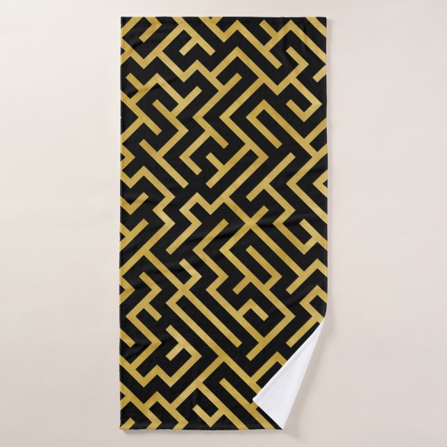 Maze - Negro y dorado - Toalla (Toalla de baño)