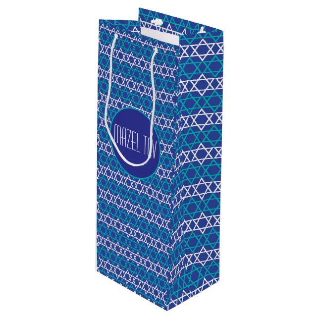 "¡Mazel Tov!" Bolsa de regalo del patrón de estrel (Angulo Anverso)