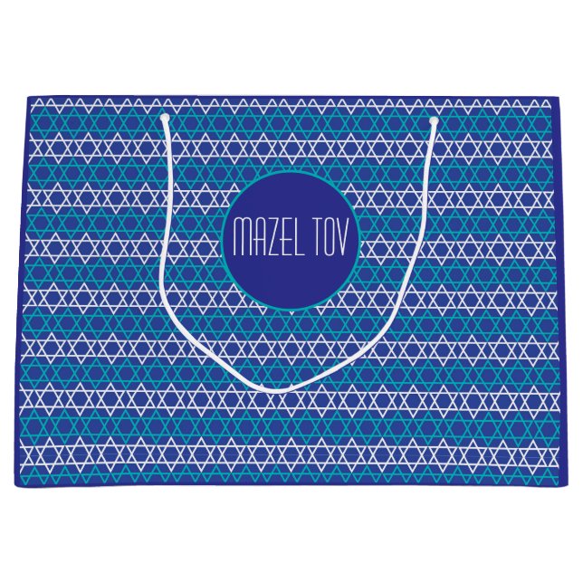 "¡Mazel Tov!" Bolsa de regalo grande del patrón de (Anverso)