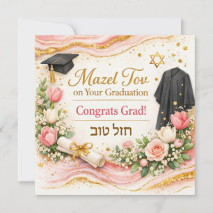 Mazel Tov en su Tarjeta de Graduación Oro Rosa