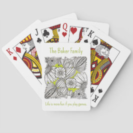 Mazo de Cartas de Doodle Floral Verde Personalizad