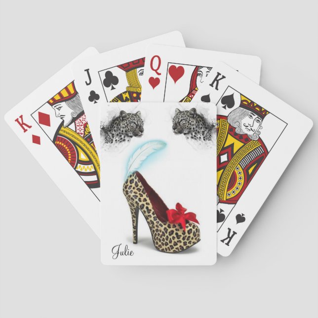 Mazo de Cartas de Juego Tacones Leopardo (Reverso)