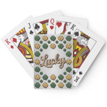 Mazo de Cartas Plateadas Lucky Green Gold Shamrock