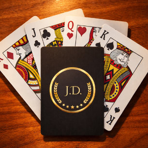 Mazo de póquer con monograma   Cartas de juego neg