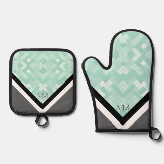 MbM HOME Oven Mitt/Pot Holder Set - Mint Madness