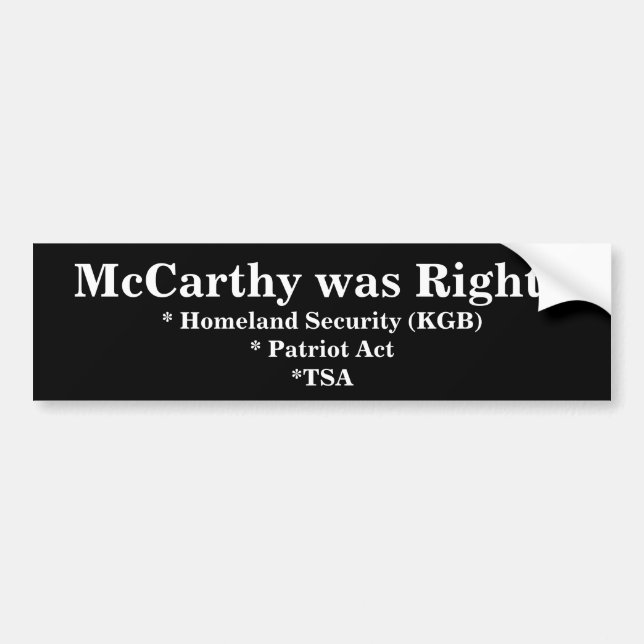 McCarthy era pegatina para el parachoques adecuada (Frente)