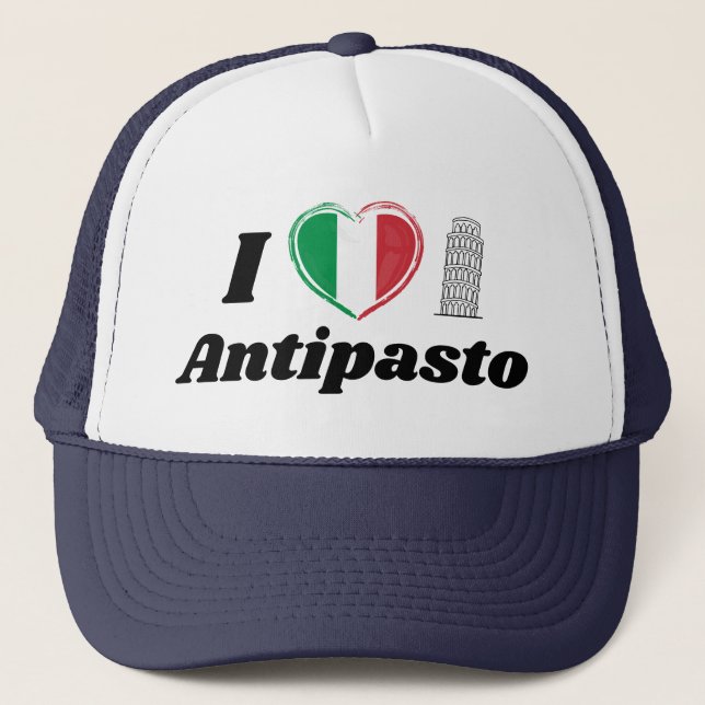 Me encanta antipasto sombrero camionero con bander (Anverso)