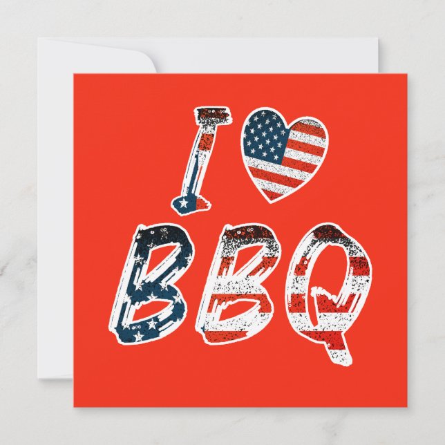 Me encanta BBQ, tarjeta de invitación patriótica e (Anverso)
