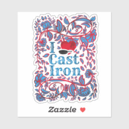 Me encanta Cast Iron Skillet Floral Pegatina