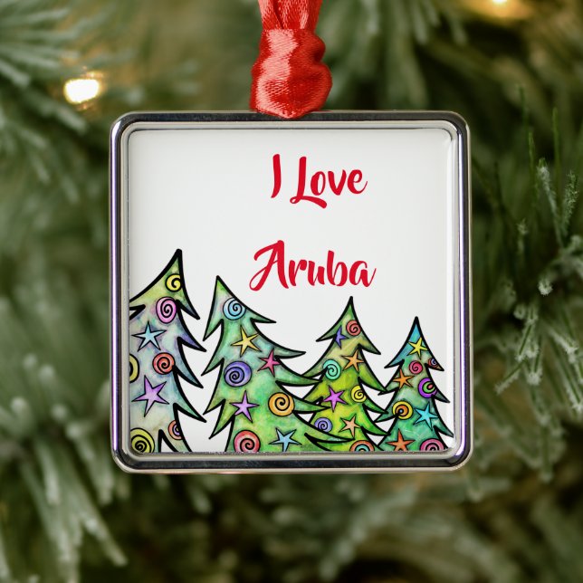 Me encanta el adorno de feriado de Aruba (Árbol)