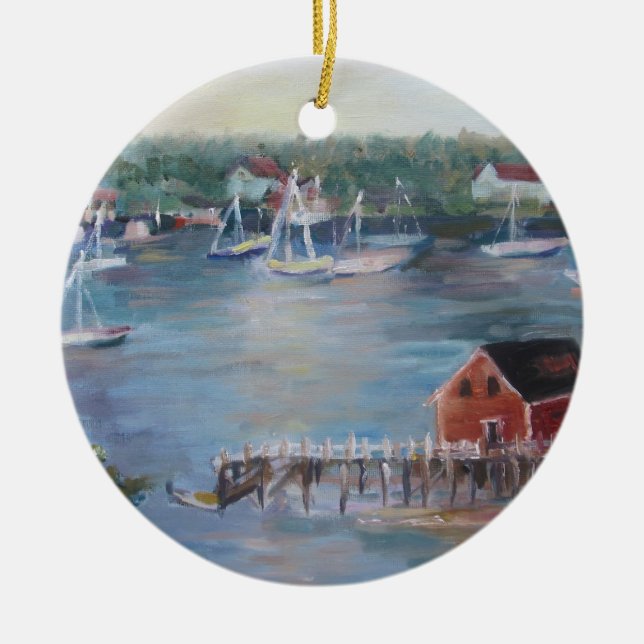 Me encanta el adorno navideño de Boothbay Harbour (Frente)