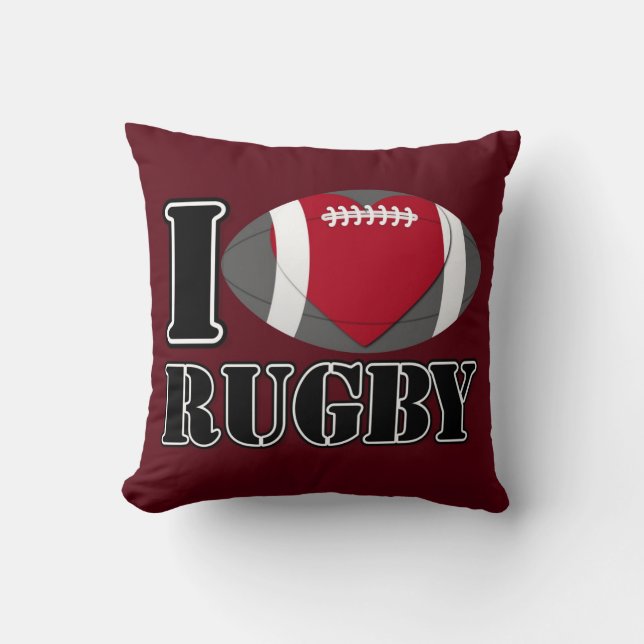 Me encanta el almohada de rugby (Anverso)