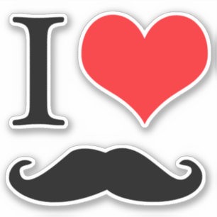 Me encanta el bigote - Pegatina del humor retro