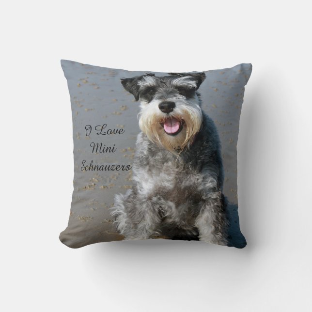 Me encanta el Cojín decorativo Mini Schnauzers (Anverso)