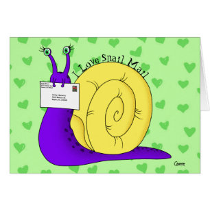 Me encanta el correo de caracol (verde) - Tarjeta