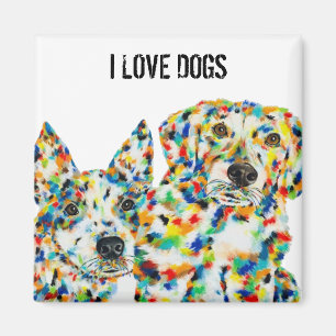 Me encanta el imán de arte de los perros