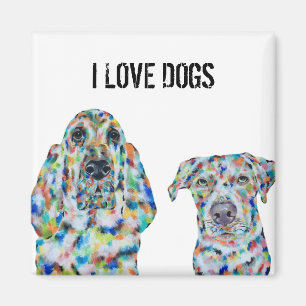Me encanta el imán de arte de los perros