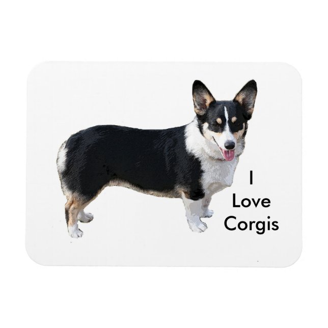Me encanta el imán de corgis (Horizontal)