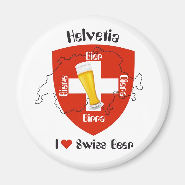 Me encanta el imán suizo de cerveza (Frente)
