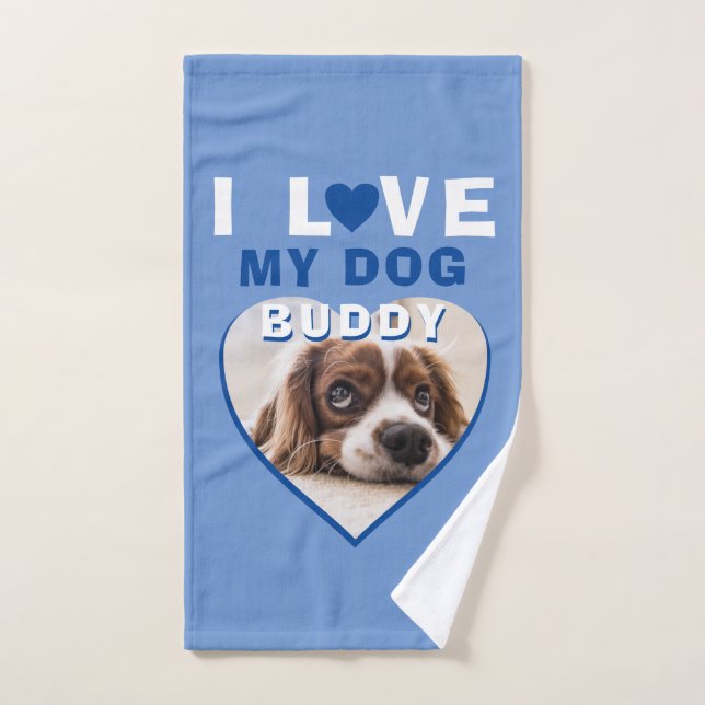 Me encanta el nombre de mi Mascota de fotografía d (Toalla de mano)