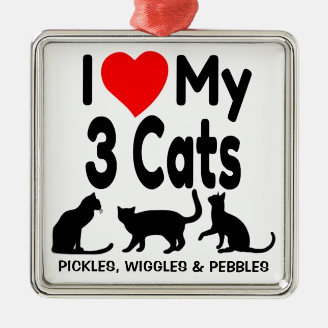 Me Encanta El Ornamento De Mis Tres Gatos (Frente)