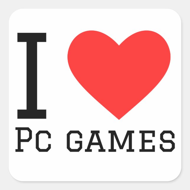 Me encanta el pegatina cuadrado de juegos de pc (Anverso)