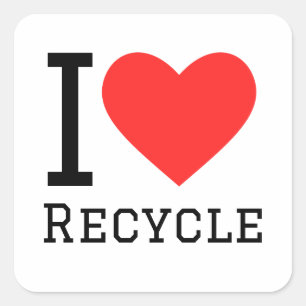 Me encanta el pegatina cuadrado de reciclaje