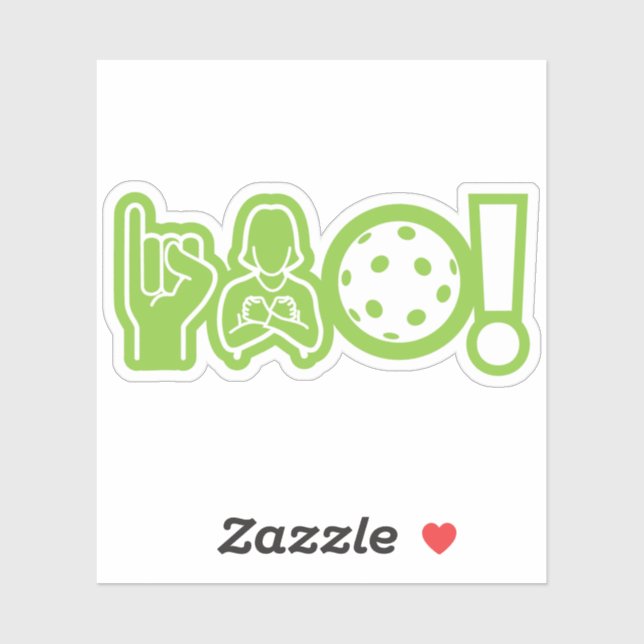 Me encanta el Pegatina de Pickleball (sordo) (Hoja)