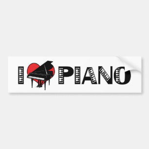 Me Encanta El Pegatina Del Parachoques De Piano