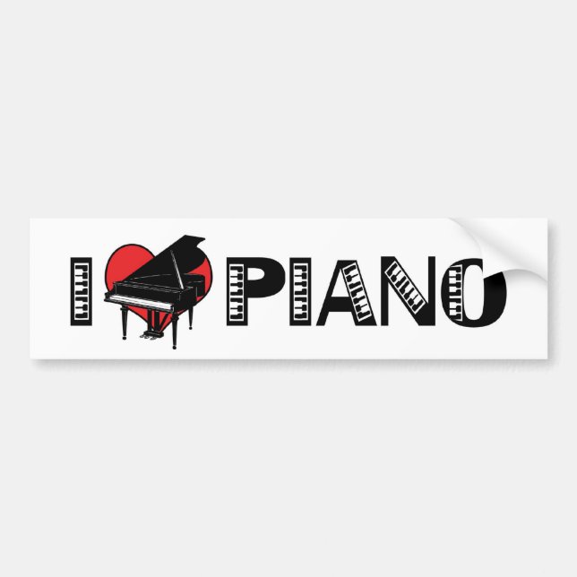 Me Encanta El Pegatina Del Parachoques De Piano (Frente)