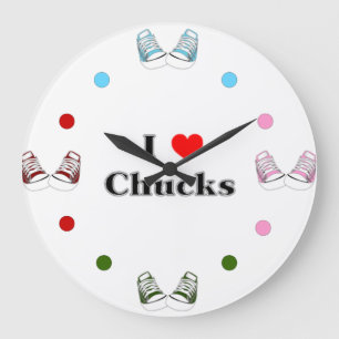 Me encanta el reloj de pared de Chucks (blanco)