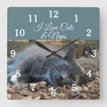 Me encanta el reloj de pared de napas y gatos
