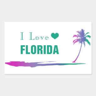 Me encanta Florida Pegatina rectangular verde colo
