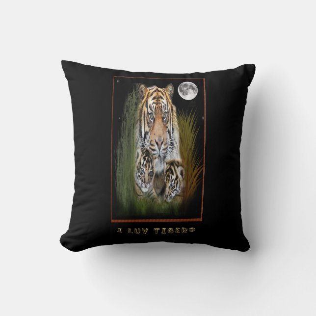 Me encanta la almohada de tigres (Anverso)