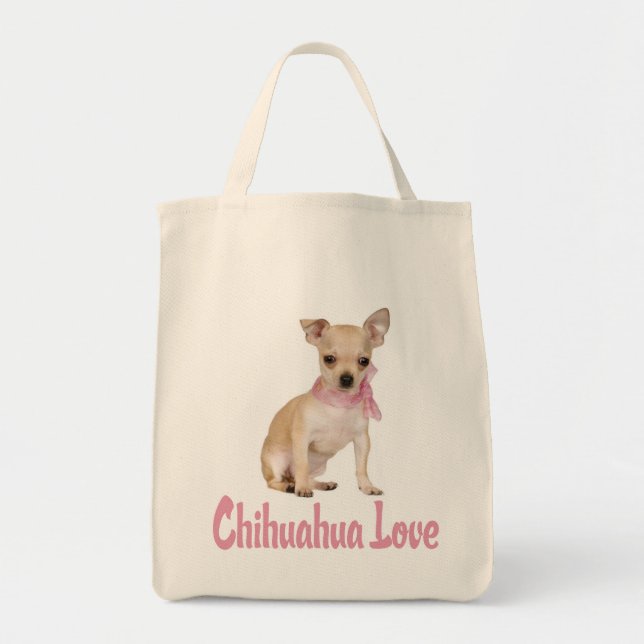 Me encanta la bolsa de tela de cachorro chihuahua (Frente)