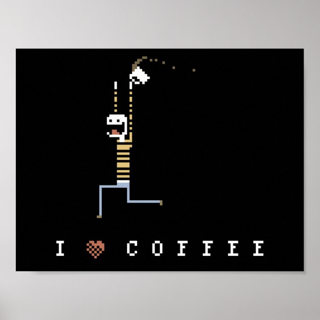 Me encanta la cafetera Guy Pixel Poster de arte (Frente)