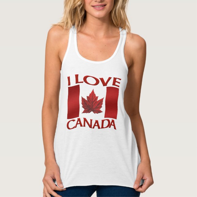 Me encanta la camiseta de Canadá de un tanque feme (Anverso)
