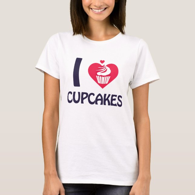 Me encanta la camiseta de Cupcakes (Anverso)