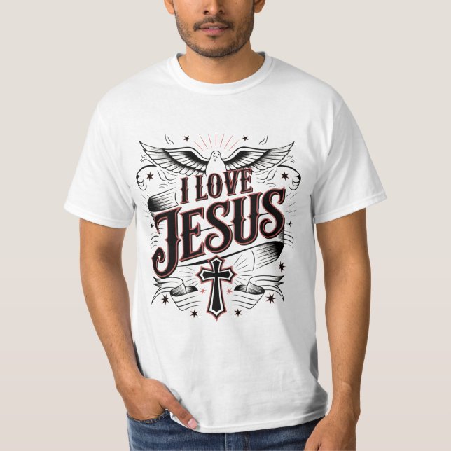 Me encanta la camiseta de los hombres de Jesús (Anverso)