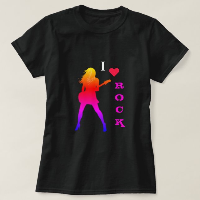 Me encanta la camiseta de música rock con Chica gu (Diseño del anverso)