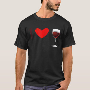 Me encanta la camiseta de té de vino rojo