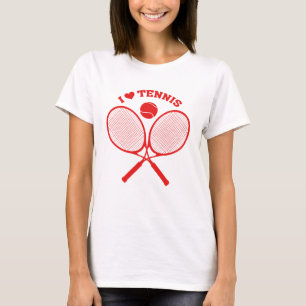 Me encanta la camiseta de tenis con raquetas cruza