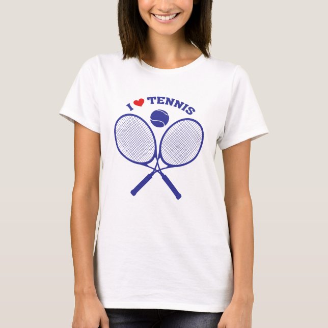 Me encanta la camiseta de tenis con raquetas cruza (Anverso)