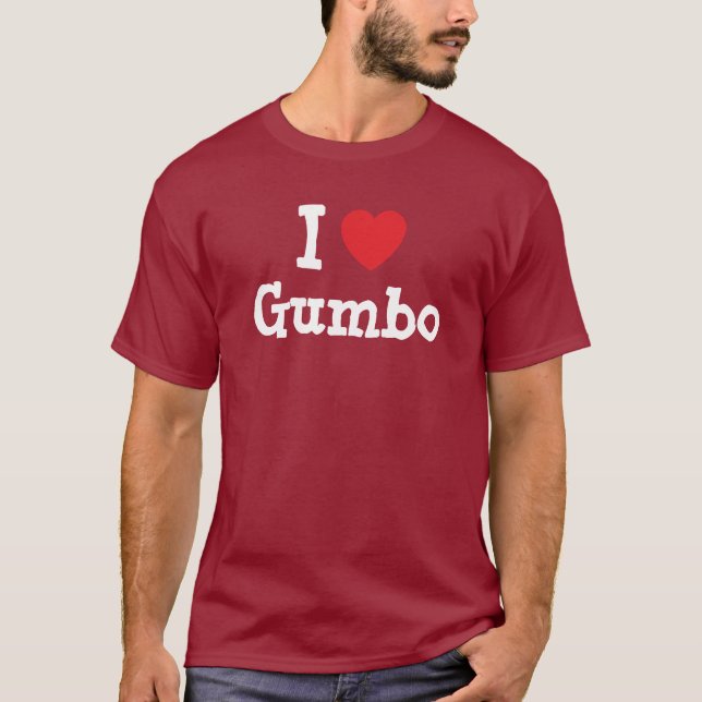 Me encanta la camiseta del corazón de Gumbo (Anverso)