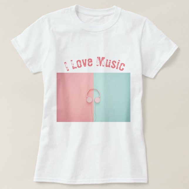 Me encanta la camiseta musical (Diseño del anverso)