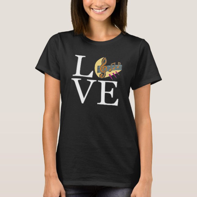 Me encanta la camiseta musical (Anverso)