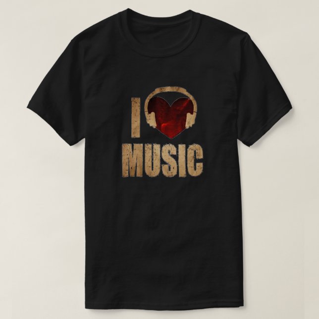 Me encanta la camiseta musical (Diseño del anverso)