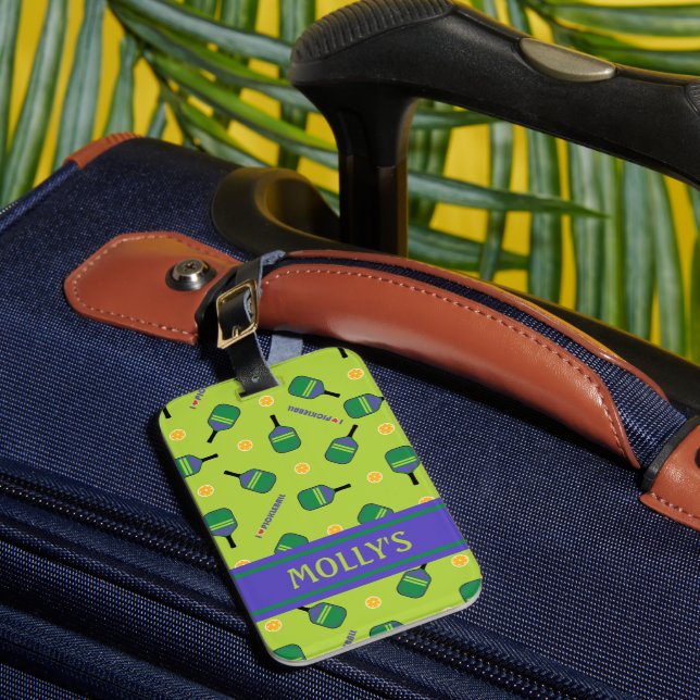 Me encanta la etiqueta de equipaje verde de bolas  (Anverso In situ 1)