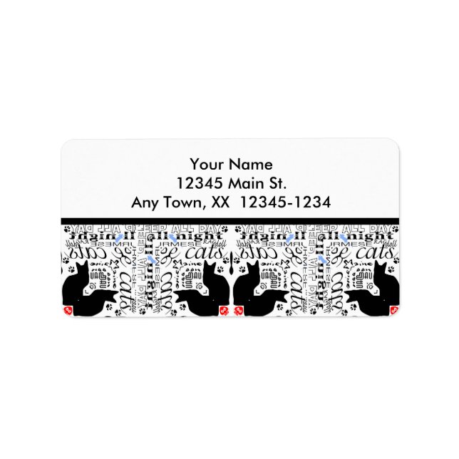 Me encanta la etiqueta Kaleidoscope de gatos negro (Frente)